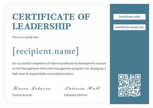 Certificate of leadership template