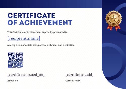 Certificate of achievement template